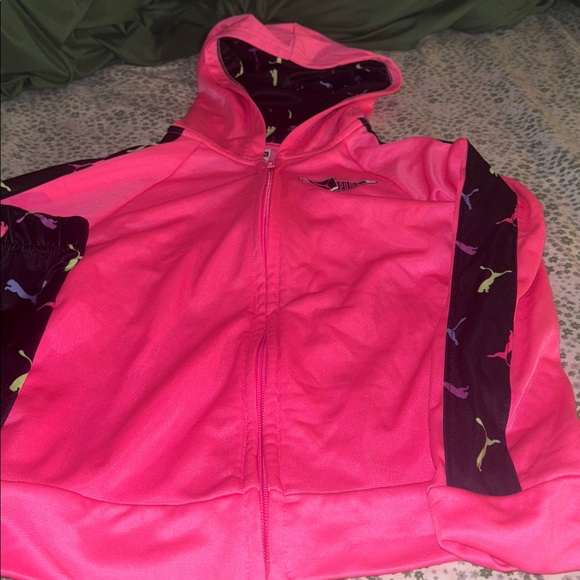Puma Bright Pink Hoodie with Black Accents - Picture 1 of 2